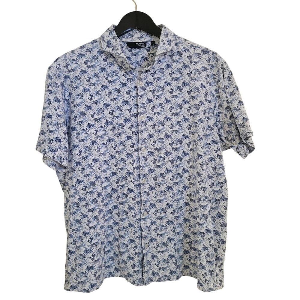 Murano Liquid Luxury 100% Cotton Slim Fit Men's Short Sleeve Button Up Shirt XL